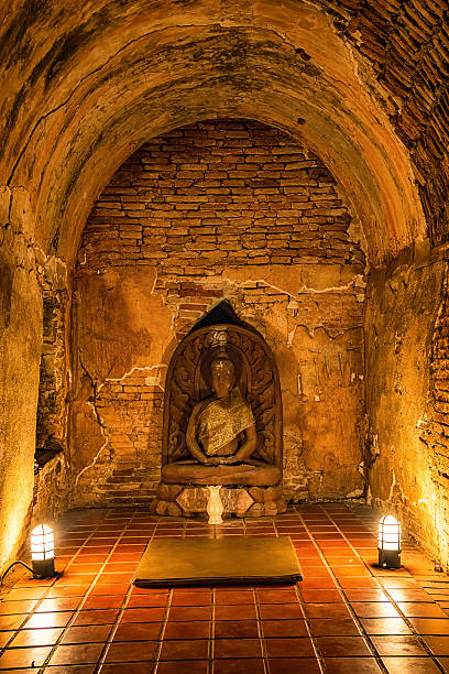 istock Tunnel of Umong Suan Puthatham temple . 610117770