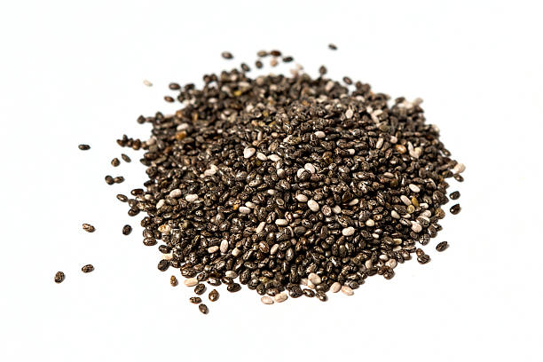 istock Pile of chia seeds isolated on white background 610117868