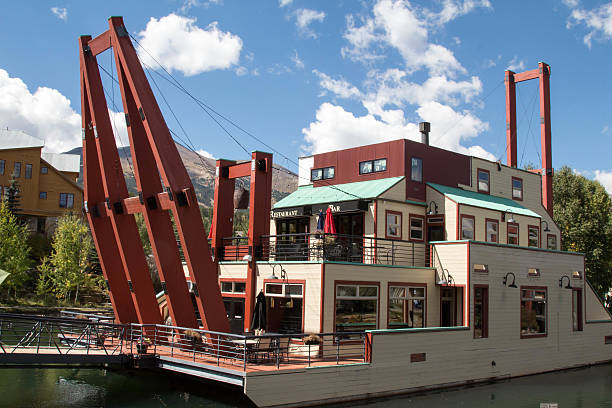 Breckenridge, Colorado, USA - September 17, 2016: Gold dredge converted into a restaurant in Breckenridge, Colorado.  The dredge is located centrally in downtown Breckenridge.