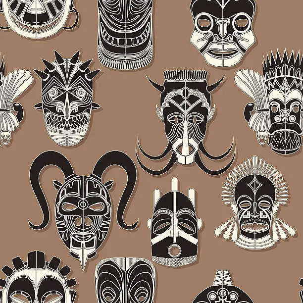 Vector illustration of Seamless tribal mask