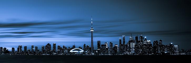 Panorama of the Toronto skyline in Tungsten light.