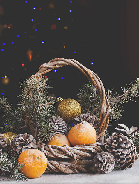 istock Christmas decoration with fir branches 610120404