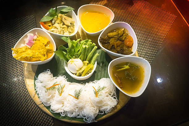 istock Vermicelli with Five kinds of curry , Thai cuisine 610120726