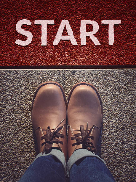 istock Shoes with word: Start on the Red Line Street 610122560