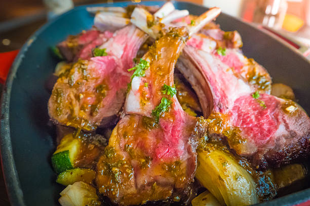 istock Organic Grilled Lamb Chops Steak with Gremolata 610123040