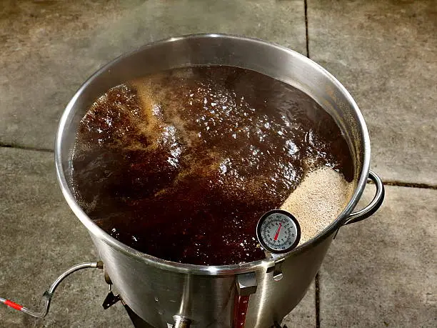 Photo of Boiling Wort for Home Brewed Brown Ale