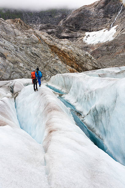 istock Guide assisted walk near crevasses 610123228