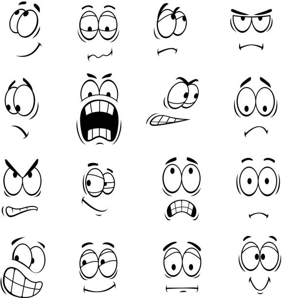 symbole emotikon�ów z kreskówek - sadness depression smiley face happiness stock illustrations