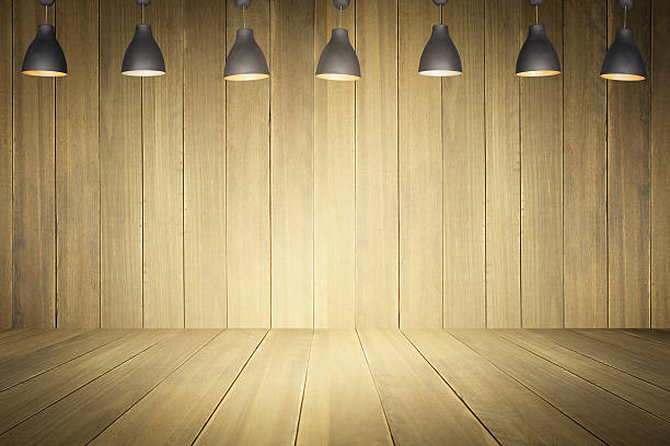 istock Wooden floor with wooden wall. 610126038