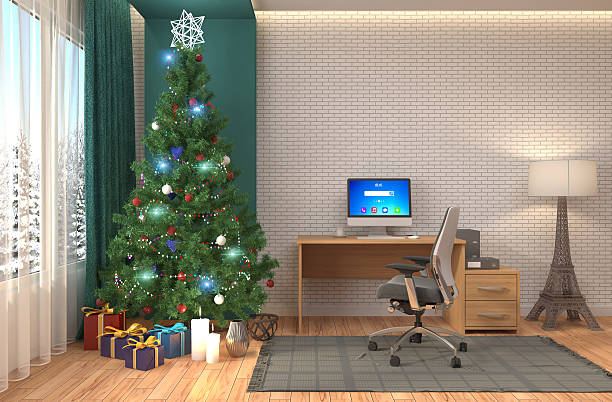istock Christmas tree with decorations in the living room. 3d illustrat 610126158