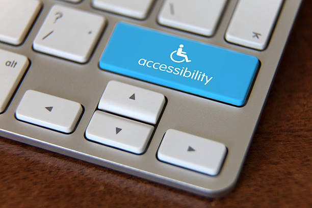 icona del computer per disabili per l'accessibilità - accessibility foto e immagini stock