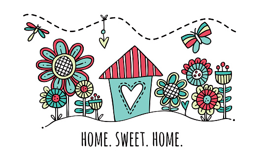 Home Sweet Home Hand Drawn Vector Illustration