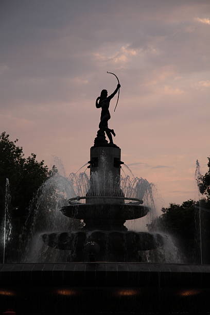 La Diana Fountain during sunset in Mexico city, Mexico stock photo