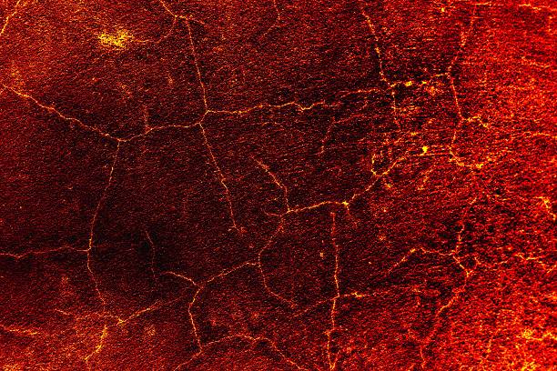 istock Lavaheat red cracked ground texture after eruption volcano 610129280
