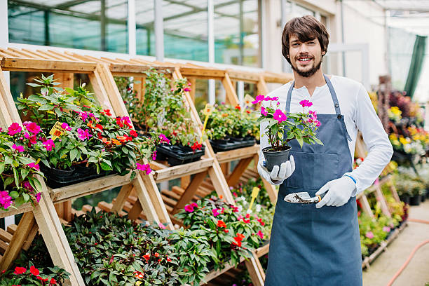 istock Happy garden center owner 610131052