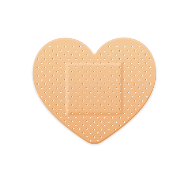 ilustrações, clipart, desenhos animados e ícones de aid band plaster strip medical patch heart. vetor - curativo