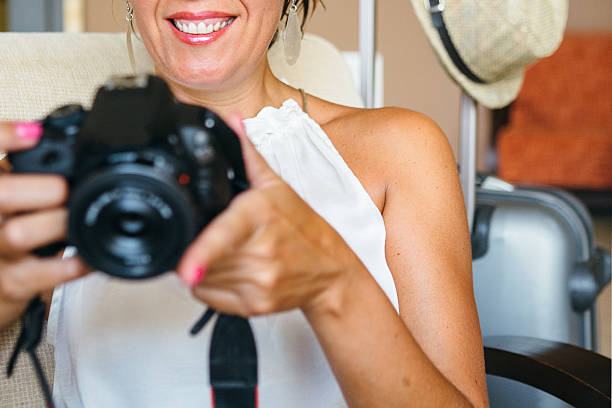 istock Unrecognizable smiling woman looking on camera in arms 610132424