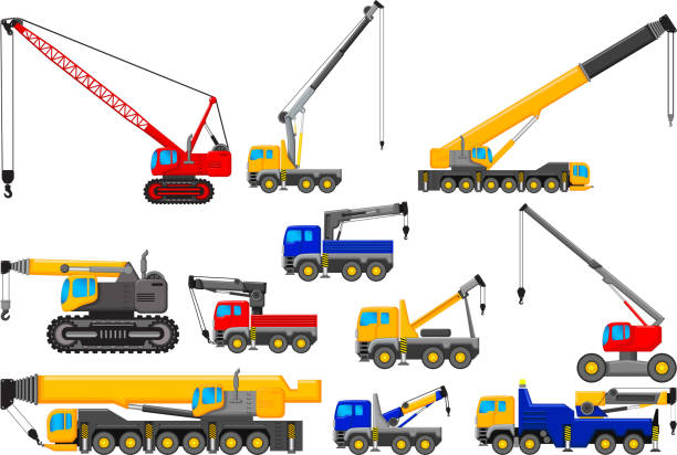 collection of Lifting crane for you design vector illustration of collection of Lifting crane for you design stacker stock illustrations