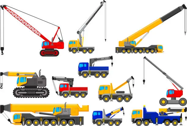 Vector illustration of collection of Lifting crane for you design