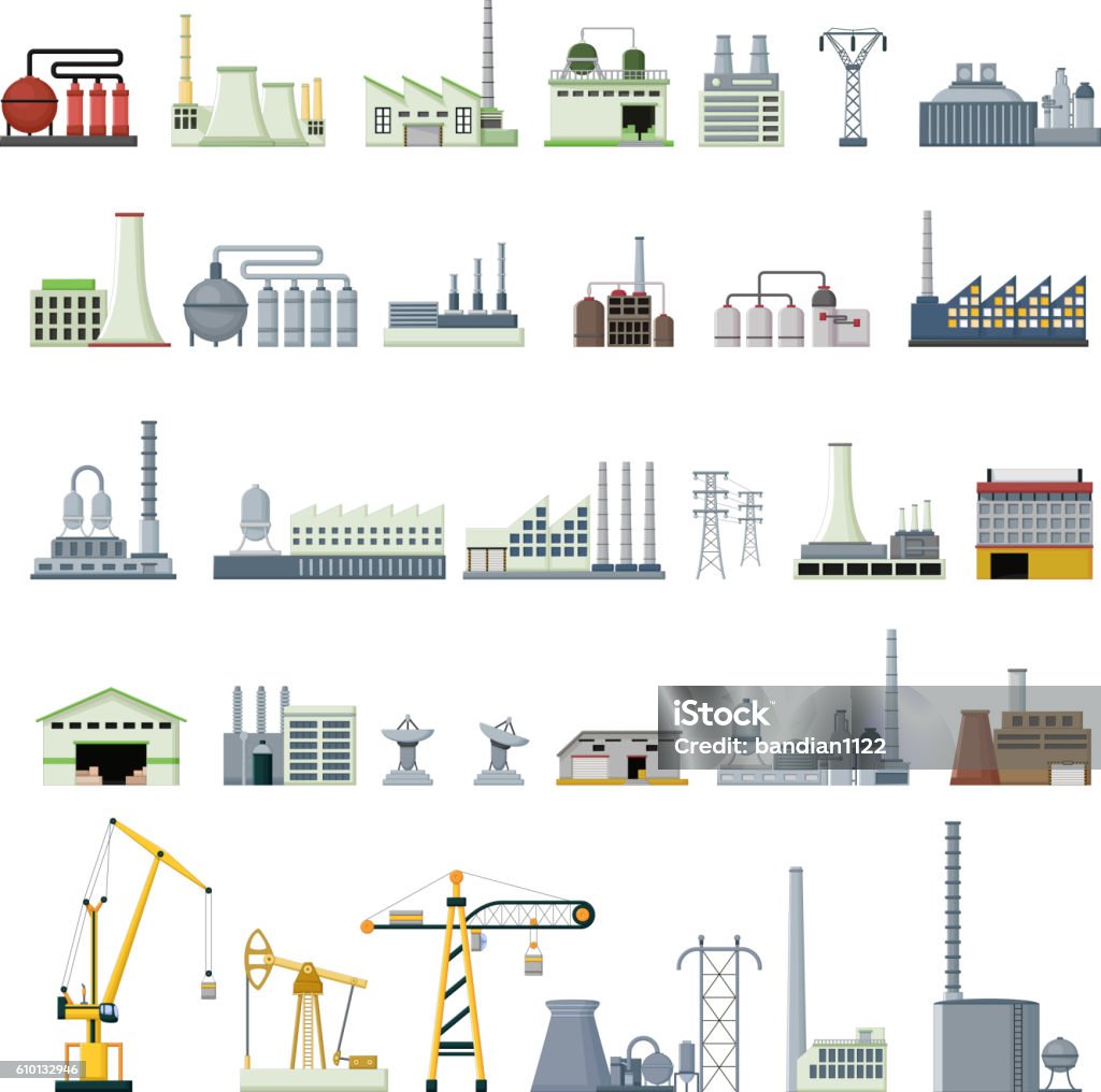different kinds of factory vector illustration of set different kinds of factory Factory stock vector