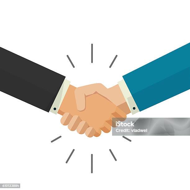 Shaking Hands Business Vector Illustration Isolated On White Background Stock Illustration - Download Image Now