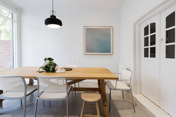 istock Modern scandinavian styled interior dining room with pendant 610134092