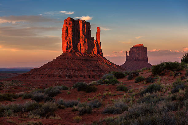istock Red rocks at sunset in Monument Valley 610138900