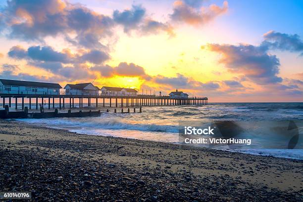Sunrise At Southwold Pier Stock Photo - Download Image Now - Suffolk - England, Southwold, Beach