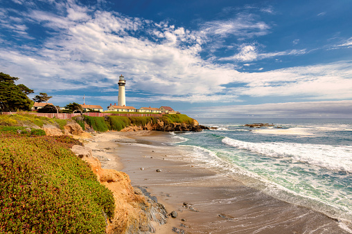 Pigeon Point Lighthouse on California beach