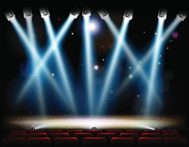 Vector illustration of Spotlights Theater Stage