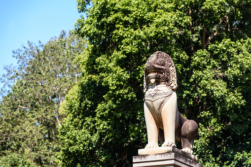 Lion statue on Terrace of the elephants, Angkor Thom, Siemreap