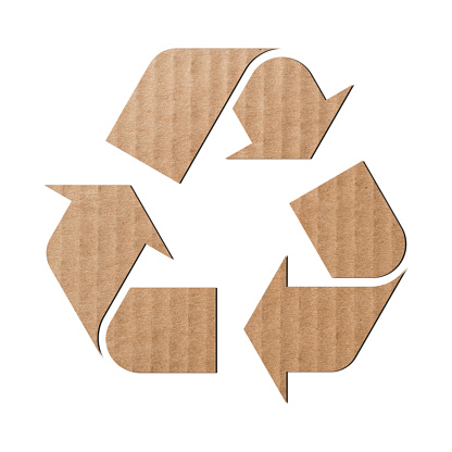 Recycling symbol made of corrugated cardboard