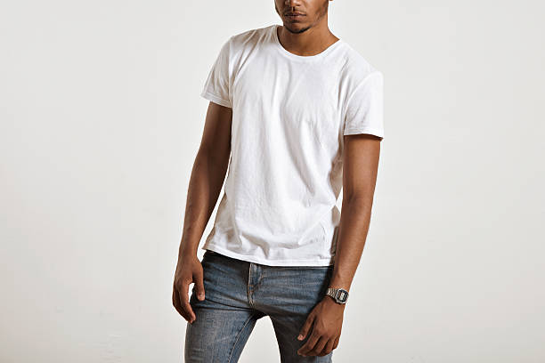 istock Attractive male model presenting blank white t-shirt 610148232