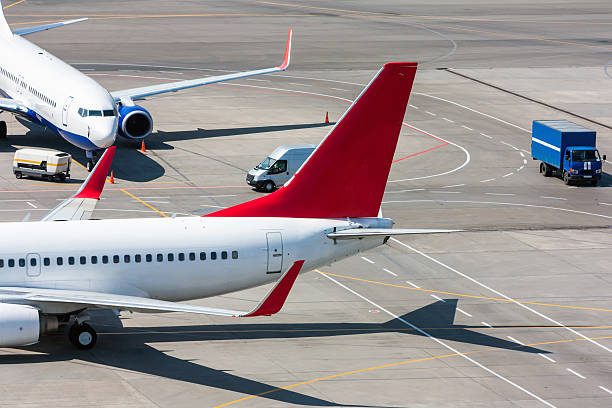 istock Top view of the airport apron 610149074