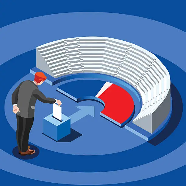 Vector illustration of Election Infographic Parliament Vote Vector Isometric People