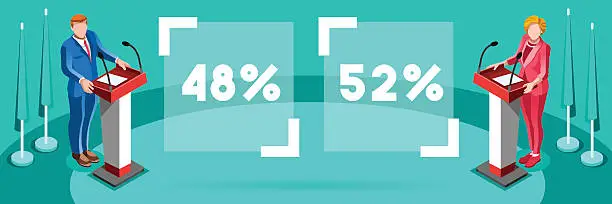 Vector illustration of Election Infographic Podium Candidate Vector Isometric People