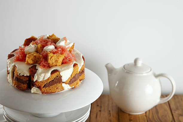 istock Beautiful dessert presented on a pyramid of teaware 610150726