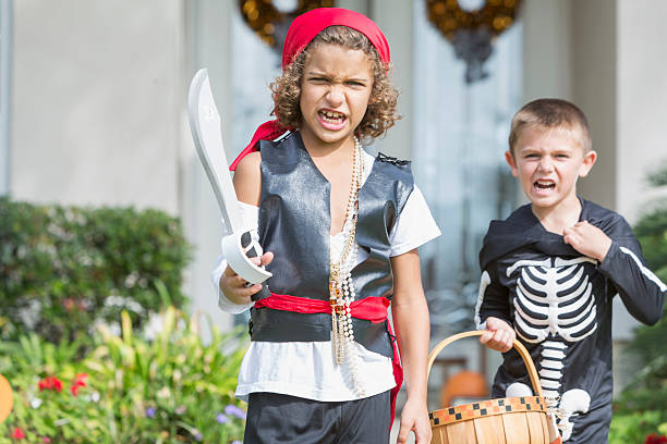 istock Two boys in halloween costumes 610151214