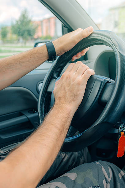 istock Nervous male driver pushing car horn in traffic rush hour 610152032
