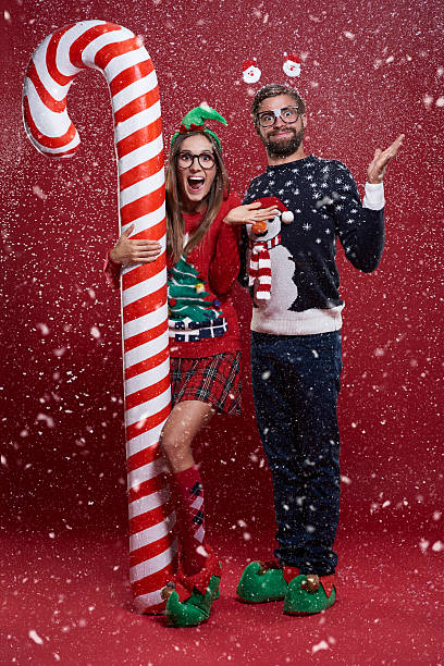 Abundance of snow at christmas time Abundance of snow at christmas time christmas nerd sweater cardigan stock pictures, royalty-free photos & images