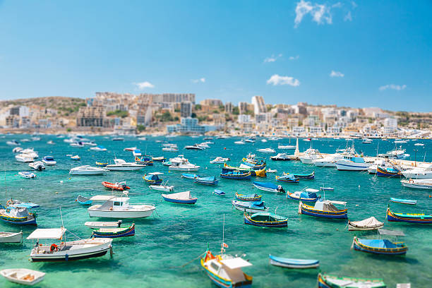 istock Boats in Bugibba bay, Malta 610154394