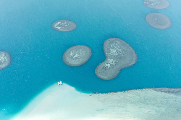 Kaneohe Bay Sandbar, Oahu, Hawaii Aerial view of Kaneohe Bay Sandbar, Oahu, Hawaii sandbar stock pictures, royalty-free photos & images