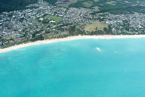 Aerial view of Waimanalo Bay Beach, Oahu, Hawaii