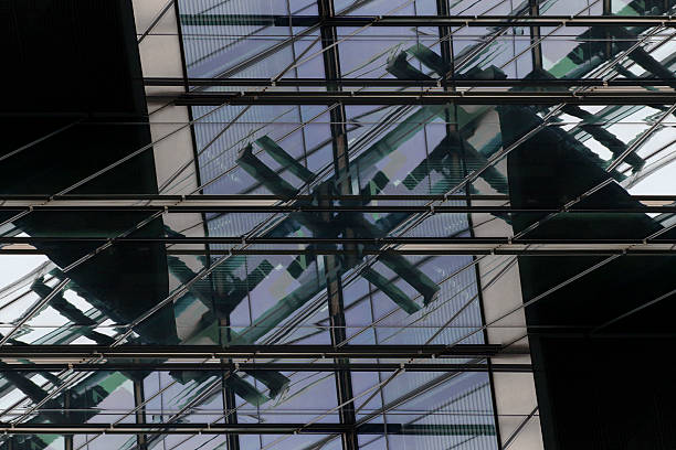 istock Transparent contemporary architecture with reflections. Refined double exposure photo. 610159776