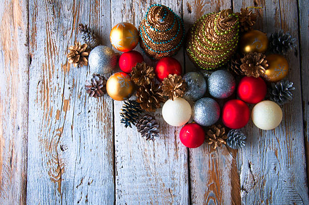 istock Handmade Christmas trees with cones and christmas decorations 610161510