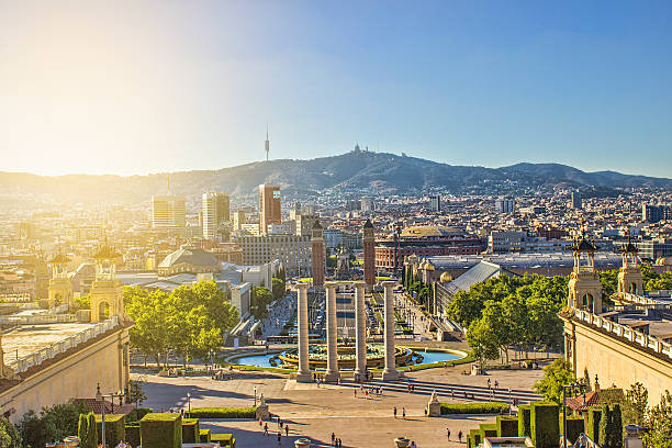 istock High angle view of Espana square in Barcelona, Spain 610217442