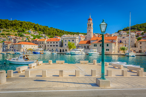 View at small mediterranean place on Island Brac, Pucisca town, Croatia.