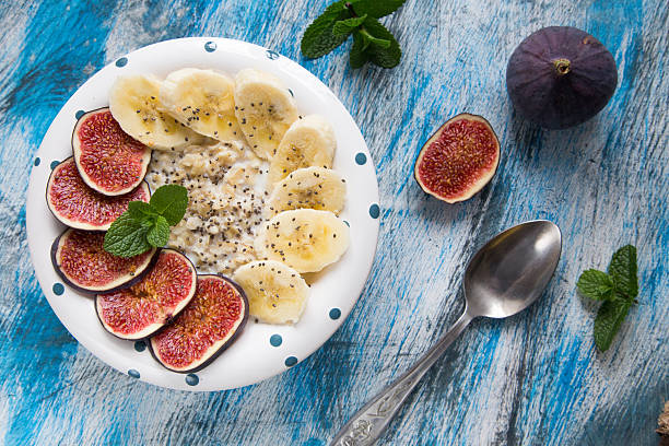 istock oatmeal with fresh figs, bananas 610221074