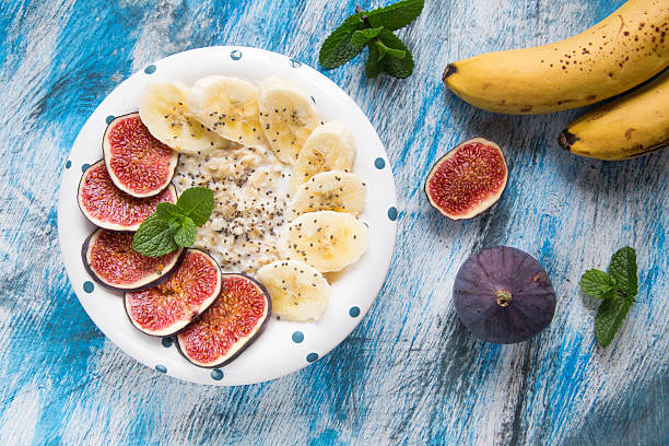 istock oatmeal with fresh figs, bananas 610221242