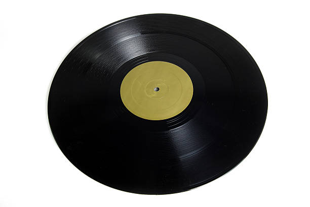 istock Black vinyl record isolated on white background 610222112